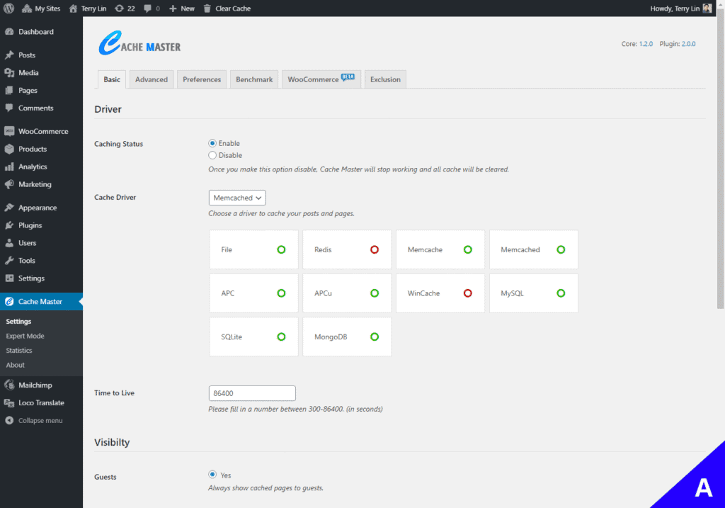 via WPHive cachemaster plugin