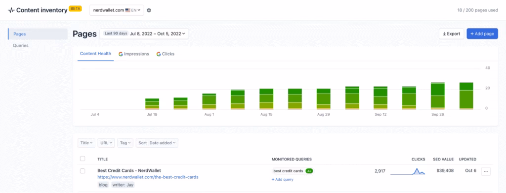 via Clearscope clearscope content inventory export