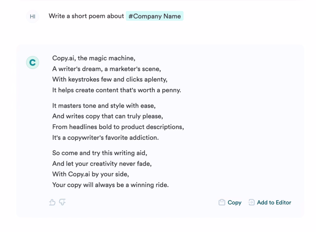 Via Copy.ai Copy.ai Infobase Example