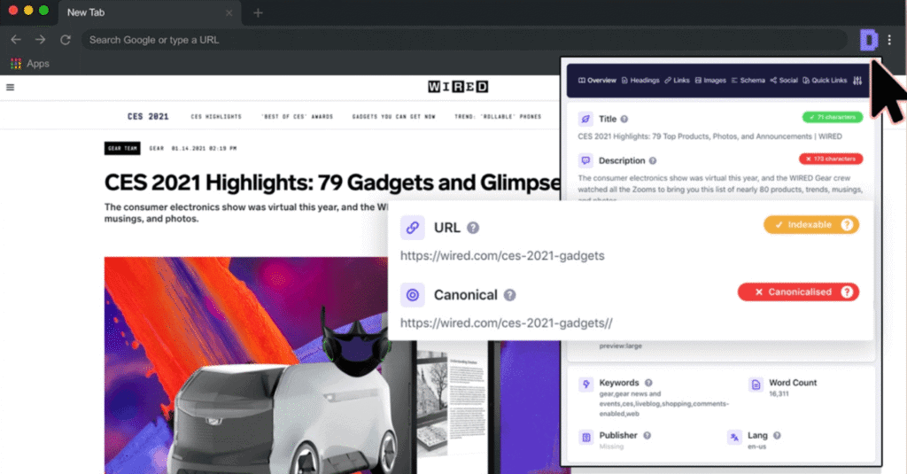 via Chrome Web Store detailed seo extension