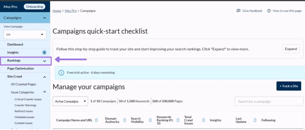 Via Moz Pro export moz pro campaign 4