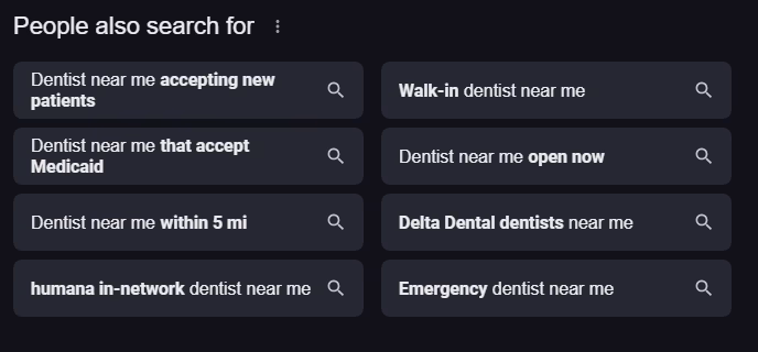 Discover what people also search for with our Google local keyword research tool – unlock high-intent terms like ‘dentist near me’ to grow your local practice. Google local keyword research tool people also search for dentist near me