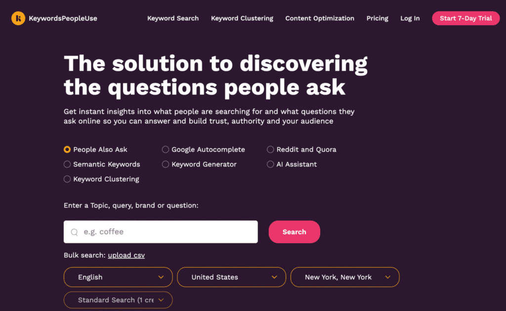 Via KeywordsPeopleUse KeywordsPeopleUse tool