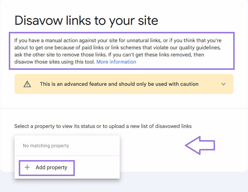 disavow links in GSC