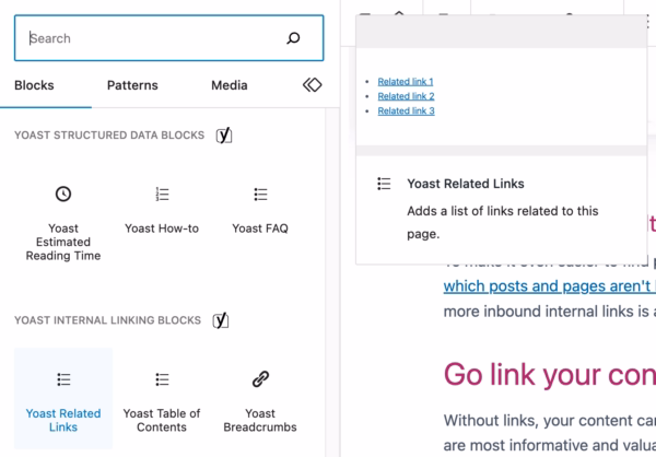 Via Yoast Internal Linking Tools