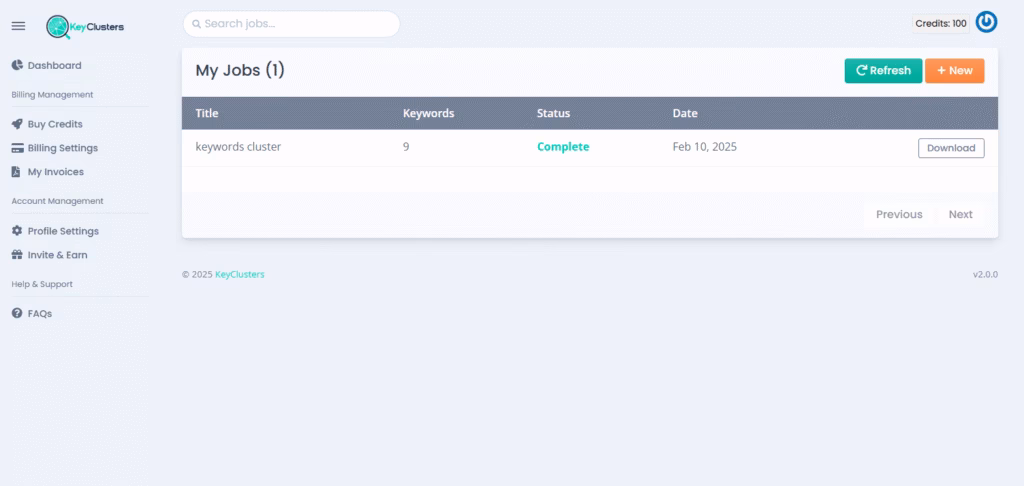 Via Keyclusters keyclusters dashboard