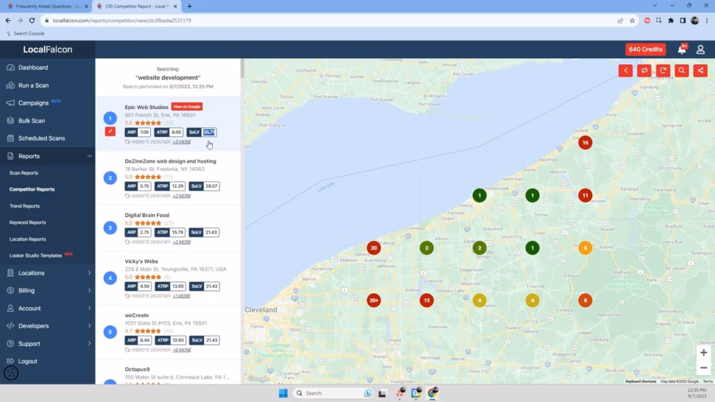 Via Local Falcon Local Falcon Dashboard, Reports