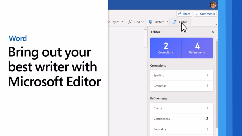 Via Microsoft Word Microsoft Word Editor readability stats