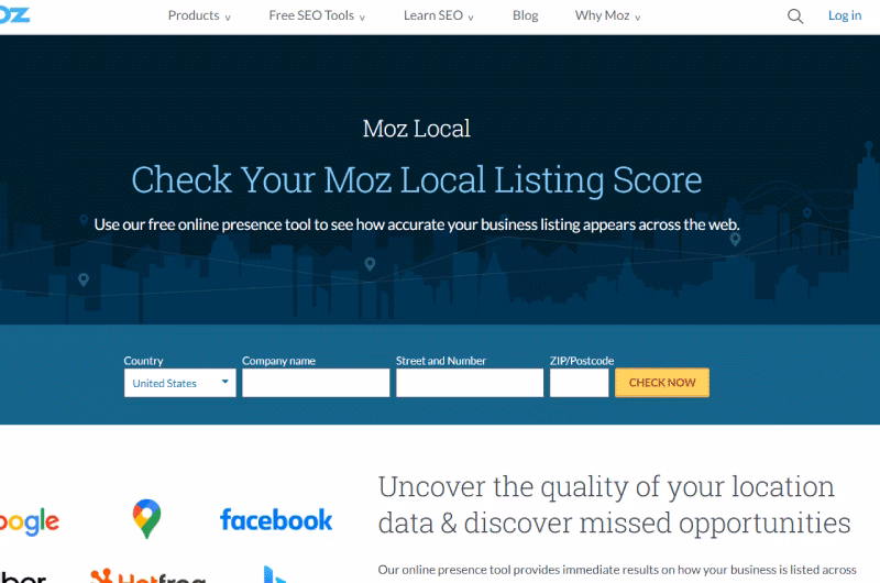 Via Moz Moz local listing management tool