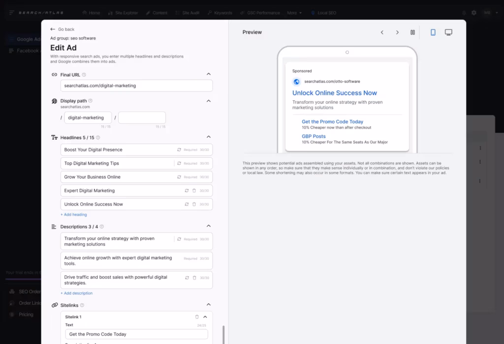 Activate OTTO Google Ads to your current OTTO projects to start generating ready-to-launch Google Ads campaigns. Activate OTTO Google Ads to your current OTTO projects to start generating ready-to-launch Google Ads campaigns.
