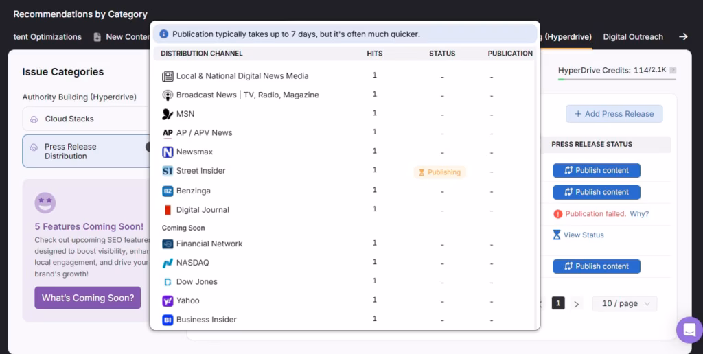 You can choose which channel you want to distribute through. OTTO press release syndication distribution channels 2