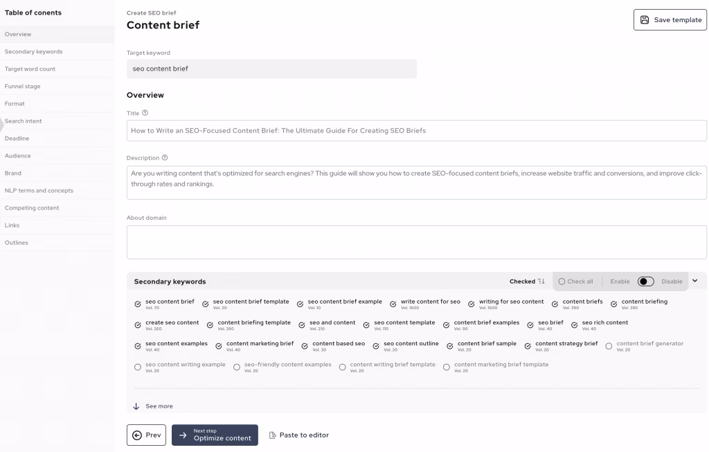 Via Outranking outranking content brief