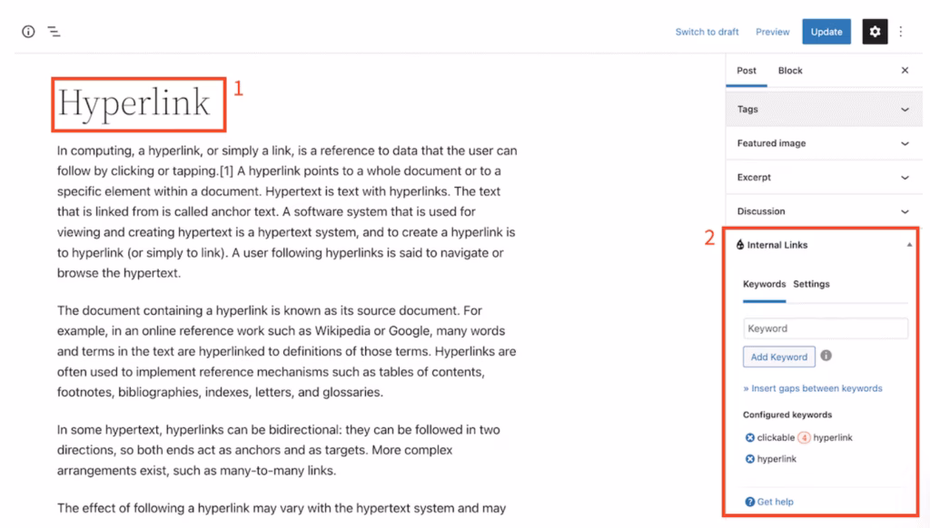 Via Internal Link Juicer Internal Link Juicer Internal linking features