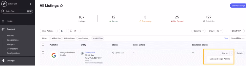 Via Yext competitive intelligence Yext
