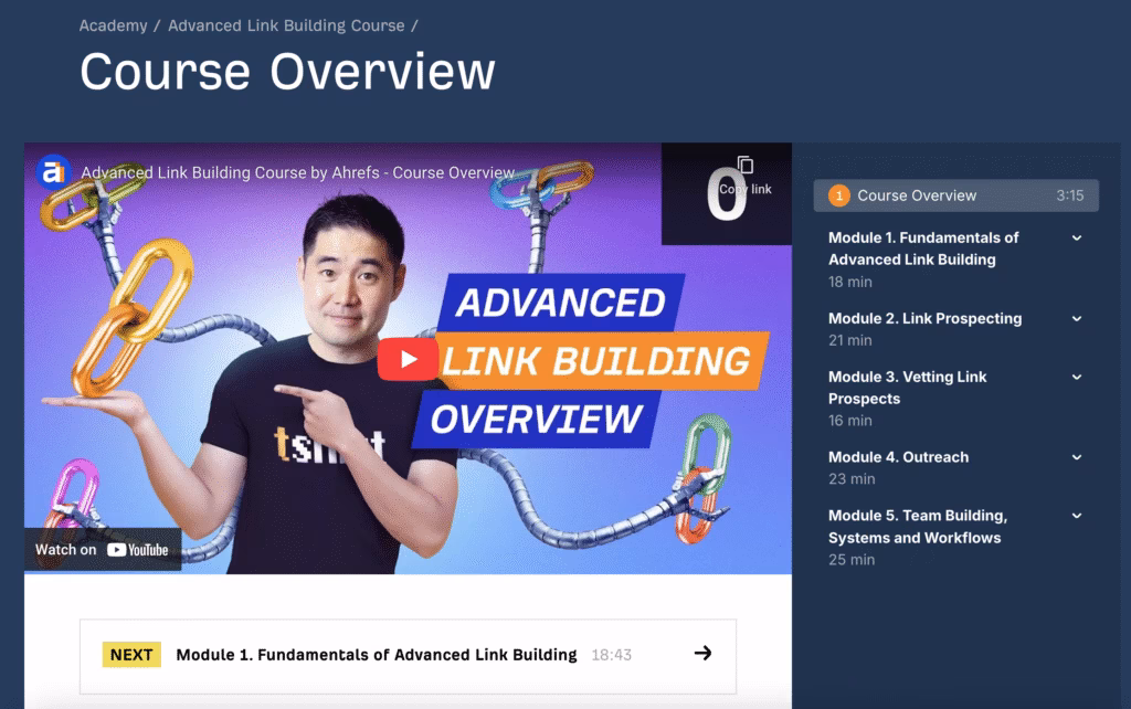 Via Ahrefs Advanced Link Building Course - Ahrefs
