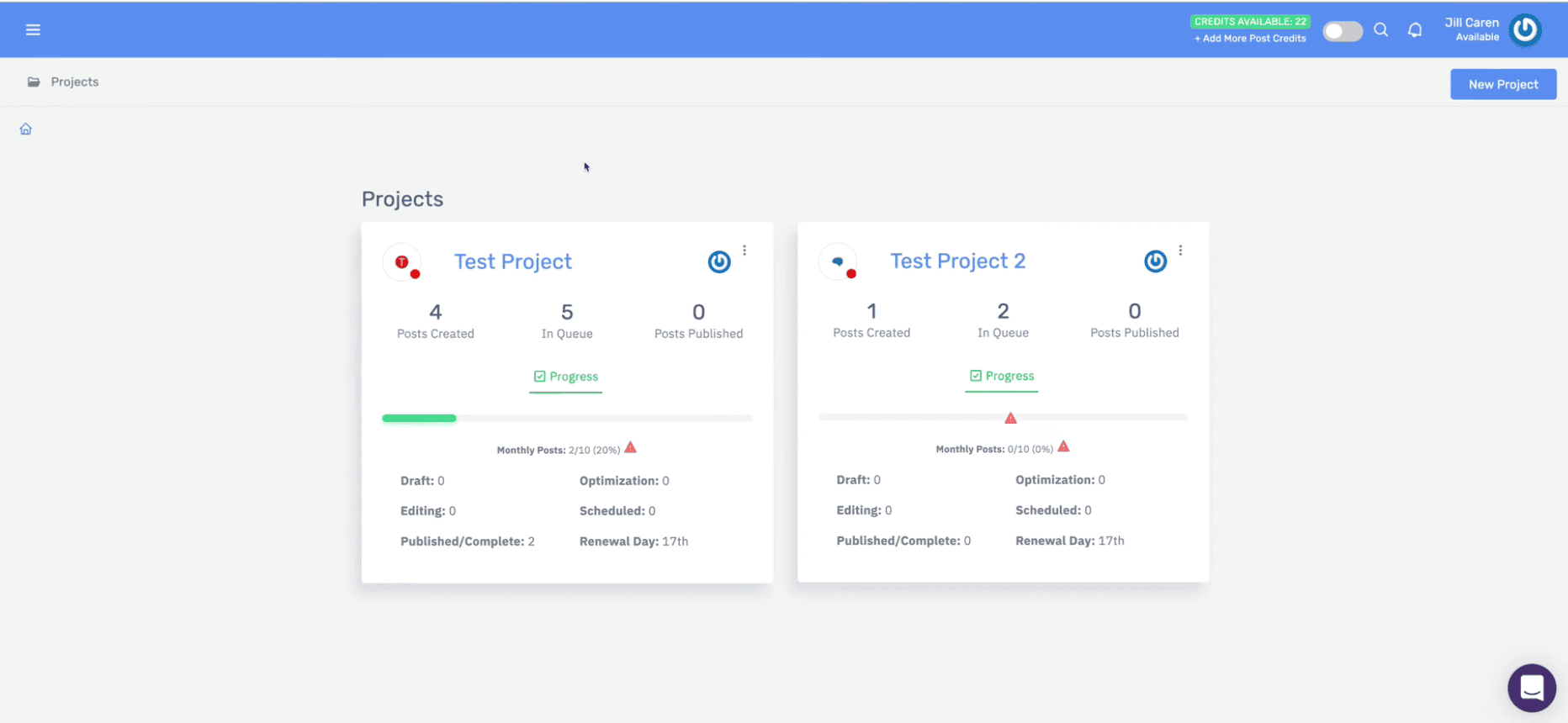 Friendly ALT tag: Dashboard of Search Atlas advanced SEO software with project stats.