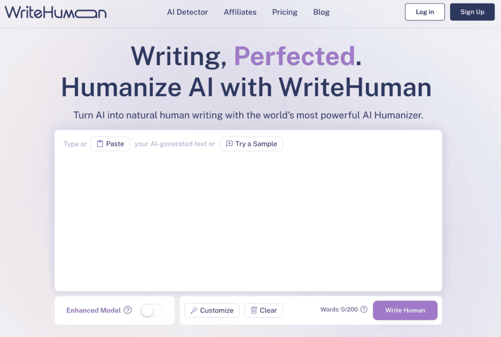 Powered writing platform for natural human-like content creation with WriteHuman.