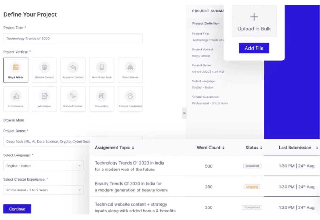 Advanced SEO software interface showcasing keyword research and project management tools.