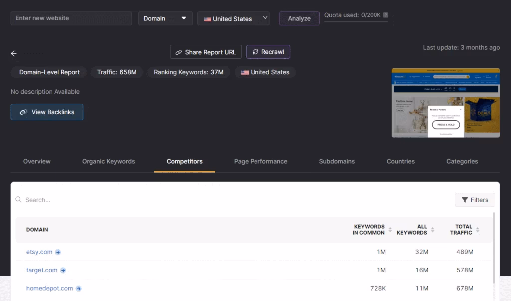 Search Atlas has in-depth competitor analysis tools to spot opportunities and keep a watchful eye on keyword changes Search Atlas competitor analysis feature