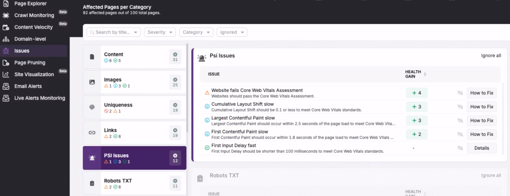 Search Atlas Audit PSI and Speed Issues