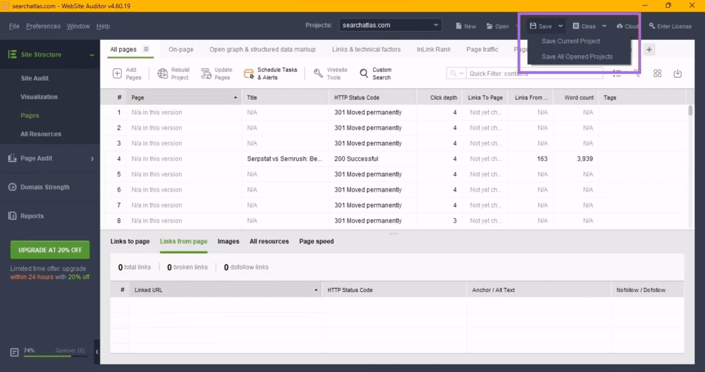 Via SEO PowerSuite seo powersuite WebSite Auditor migration 2