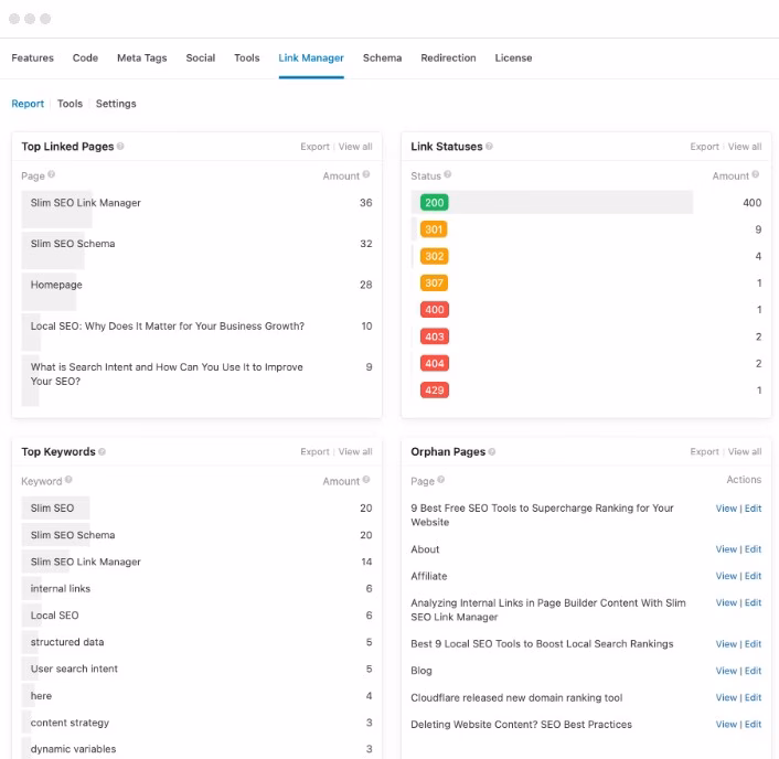 Via Slim SEO Slim SEO Link Manager