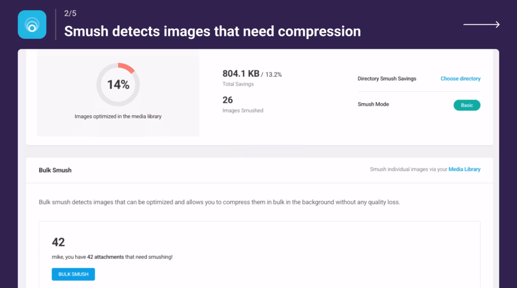 Via WordPress Smush dashboard
