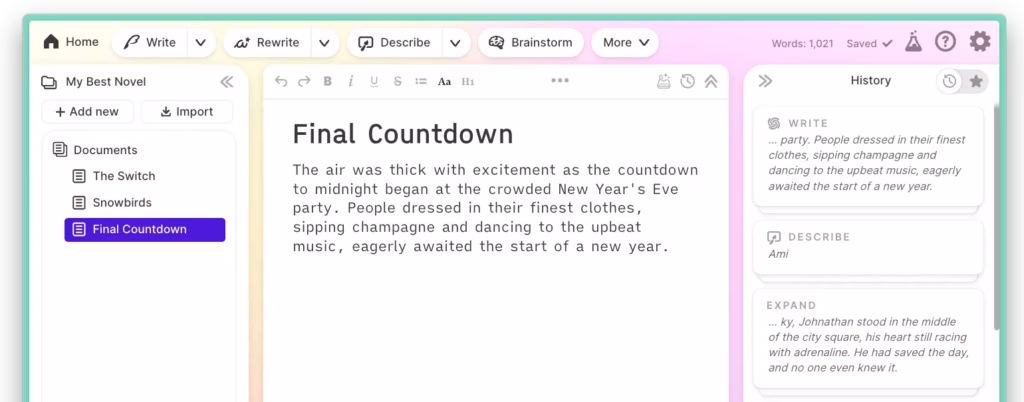 Via Sudowrite sudowrite writing dashboard editor