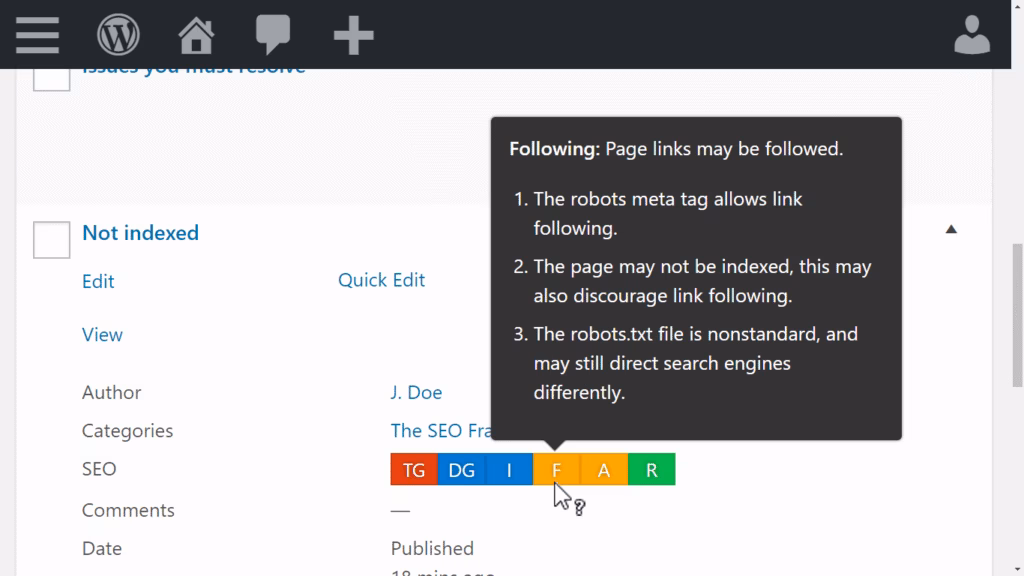 Via WordPress The SEO Framework no index