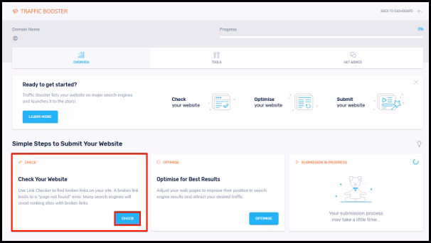 Via Traffic Booster traffic booster dashboard
