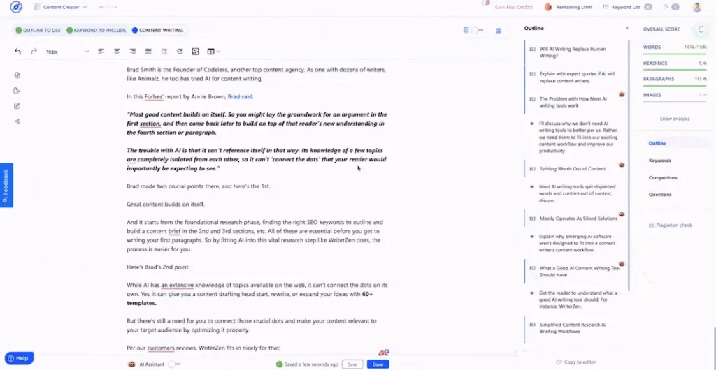 Via WriterZen WriterZen content editor tool