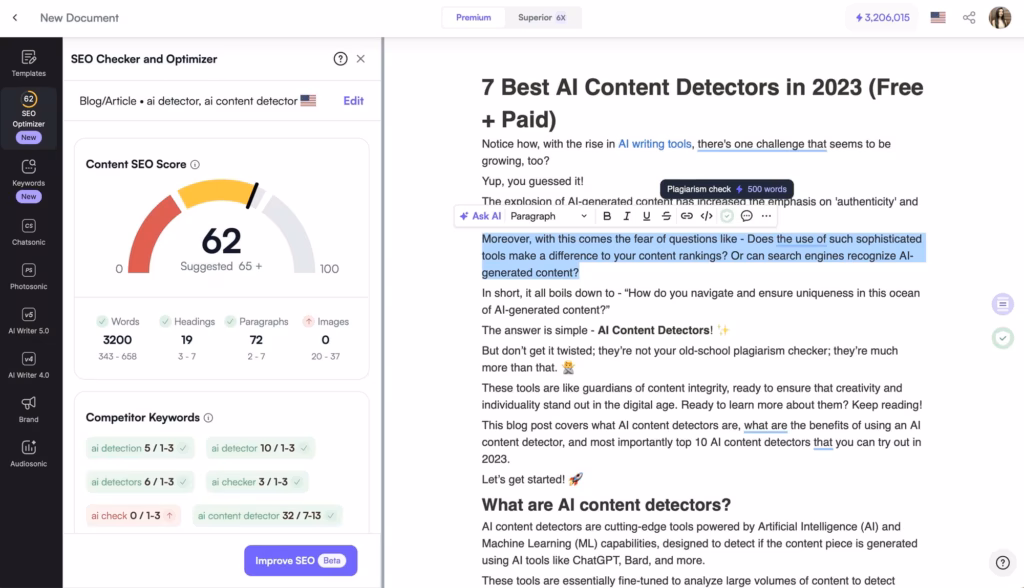 Via Writesonic writesonic content optimization tool